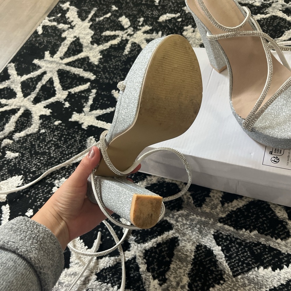 Elegant Silver Strappy Heels